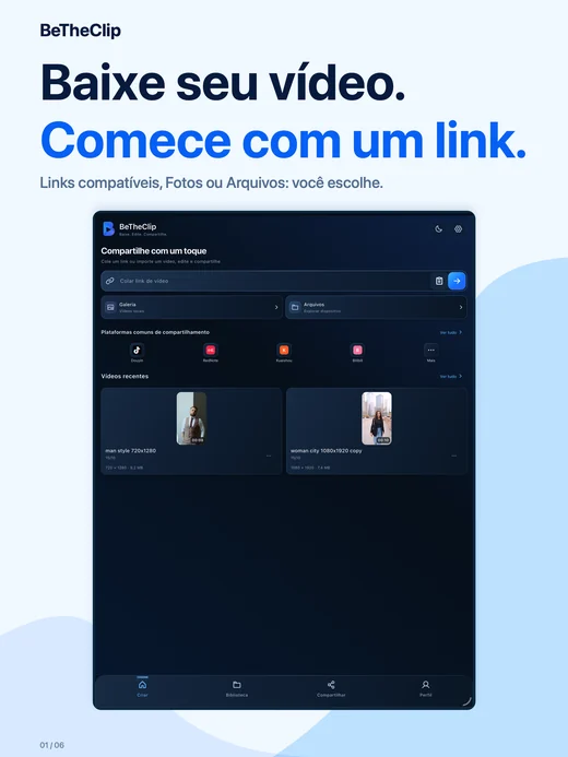 iPad · Baixe seu vídeo. Comece com um link.