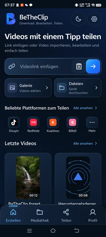 Echte Android-Oberfläche von BeTheClip