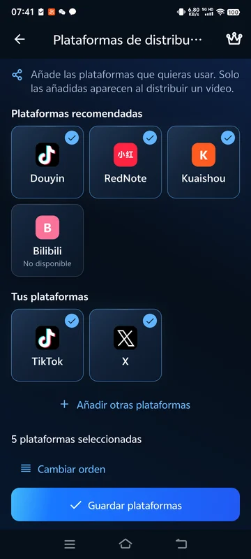 Interfaz real de BeTheClip para Android