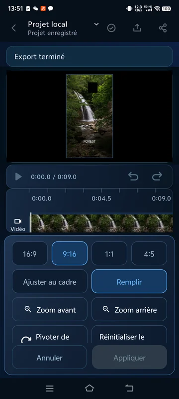 Cadrage enregistré en 9:16 rouvert, avec un affichage de 1080 × 1920.