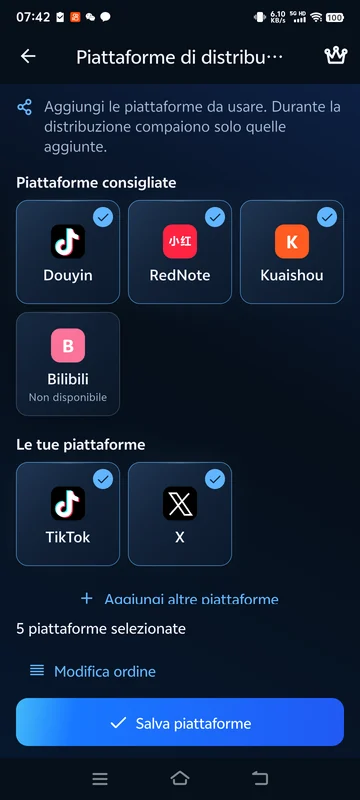 Interfaccia Android reale di BeTheClip
