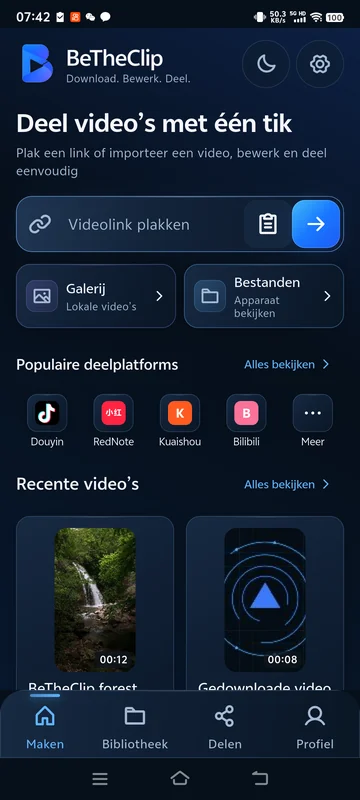 Echte Android-interface van BeTheClip