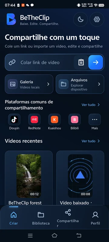 Interface real do BeTheClip para Android