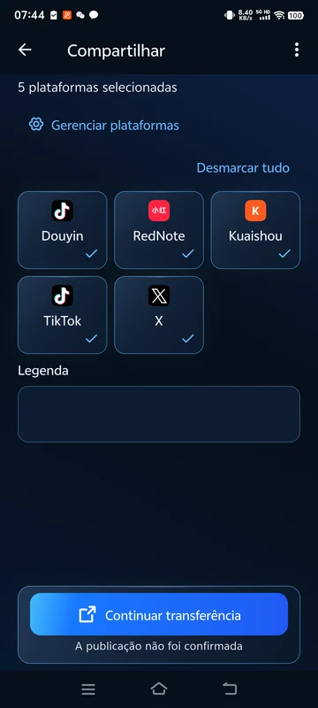 Interface real do BeTheClip para Android