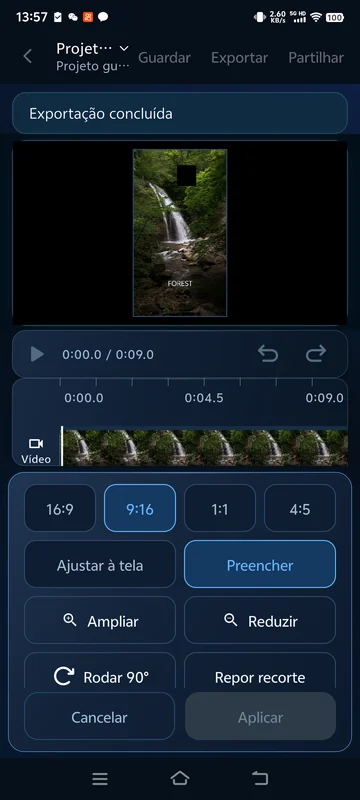 Enquadramento 9:16 guardado reaberto, com dimensão de apresentação de 1080 × 1920.